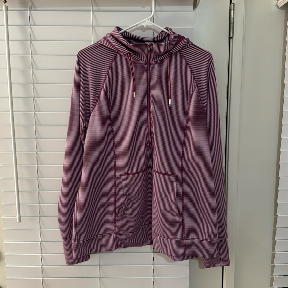 Purple striped athletic pullover